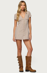 Edikted Arli Gingham Button Up Romper