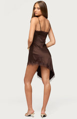 Edikted Kit Asymmetric Lacey Satin Effect Dress