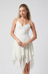 Beverly and Beck Lace Bustier Ruffle Hem Mini Dress