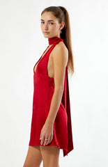 Beverly and Beck Vera Satin Halter Mini Dress