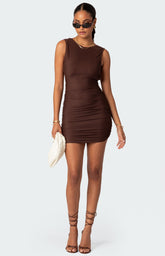 Edikted Mikey Ruched Open Back Mini Dress