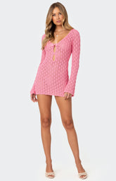 Edikted Brie Cut Out Crochet Mini Dress