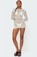 Edikted Manuela Distressed Knit Mini Dress