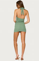 Edikted Rowe Plunging Halter Ring Mini Dress
