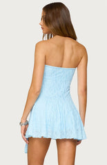 Edikted Elaia Asymmetric Strapless Lace Mini Dress