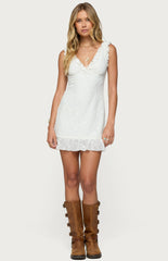 Edikted Shayla Ruffle Textured Mini Dress