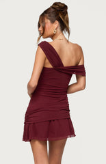 Edikted Gesibelle Off Shoulder Mesh Mini Dress