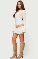 Edikted Noria Sheer Flared Sleeve Mini Dress