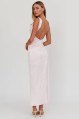 Kamillia Boat Neck Split Maxi Dress Ice Pink