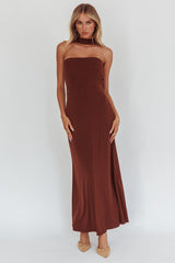Damsel Reverse Halter Maxi Dress Chocolate