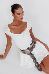 Mirela Cap Sleeve Lace Mini Dress White