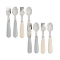 Konges Sløjd Kinderbesteck Creme und Onyx – 8-teiliges Set