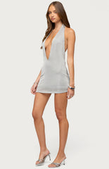 Edikted Annikka Backless Plunge Mini Dress