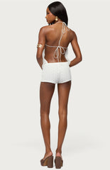 Edikted Nyomi Textured Backless Halter Neck Romper