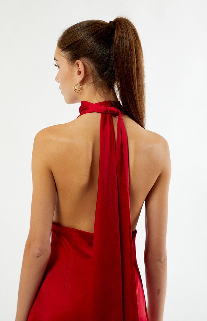 Beverly and Beck Vera Satin Halter Mini Dress