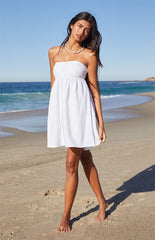 Your Favorite Tie Back Strapless Babydoll Mini Dress