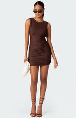 Edikted Mikey Ruched Open Back Mini Dress