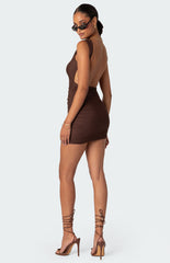 Edikted Mikey Ruched Open Back Mini Dress