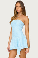 Edikted Elaia Asymmetric Strapless Lace Mini Dress