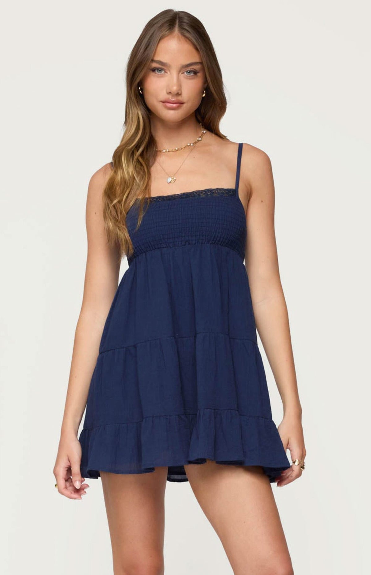 Edikted Calley Scrunchy Tiered Mini Dress