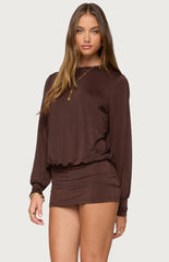 Edikted Guilia Backless Long Sleeve Romper