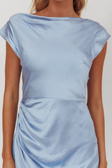 Grecian Cap Sleeve Cowl Back Dress Midnight
