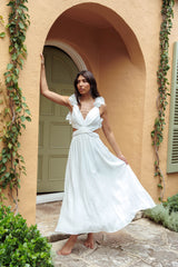 Madara Laced Back Ruffle Dress White