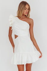 Deanna One-Shoulder Cut-Out Mini Dress White