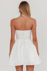 Loveless Strapless Flared Mini Dress Off White