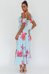 Sun Lover Ruffle Trim Maxi Dress Lily Blue