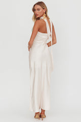 Damsel Reverse Halter Maxi Dress Flower Green