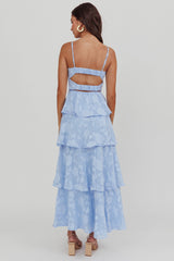 Provence Bloom Tiered Maxi Dress Blue