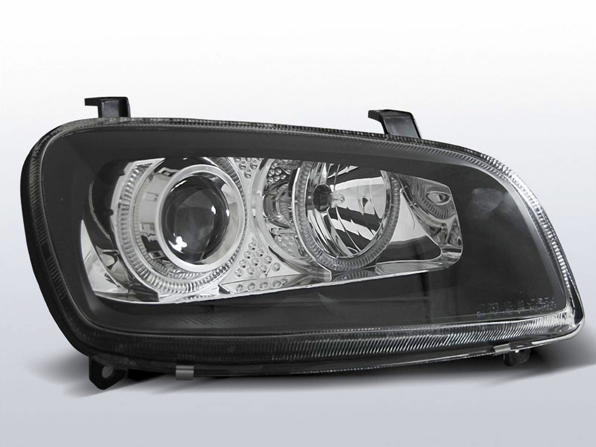 Schwarze Angel Eyes Scheinwerfer für Toyota RAV4 94-00 mit LED Ringen, Tuning Scheinwerfer Set